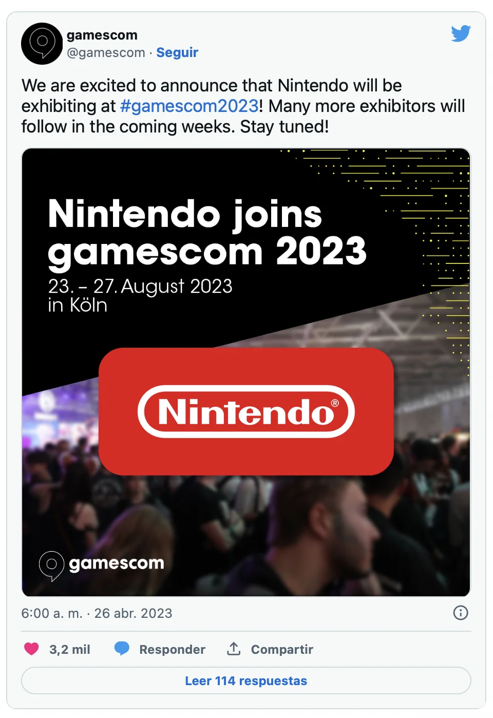 Nintendo regresa a la Gamescom 2023