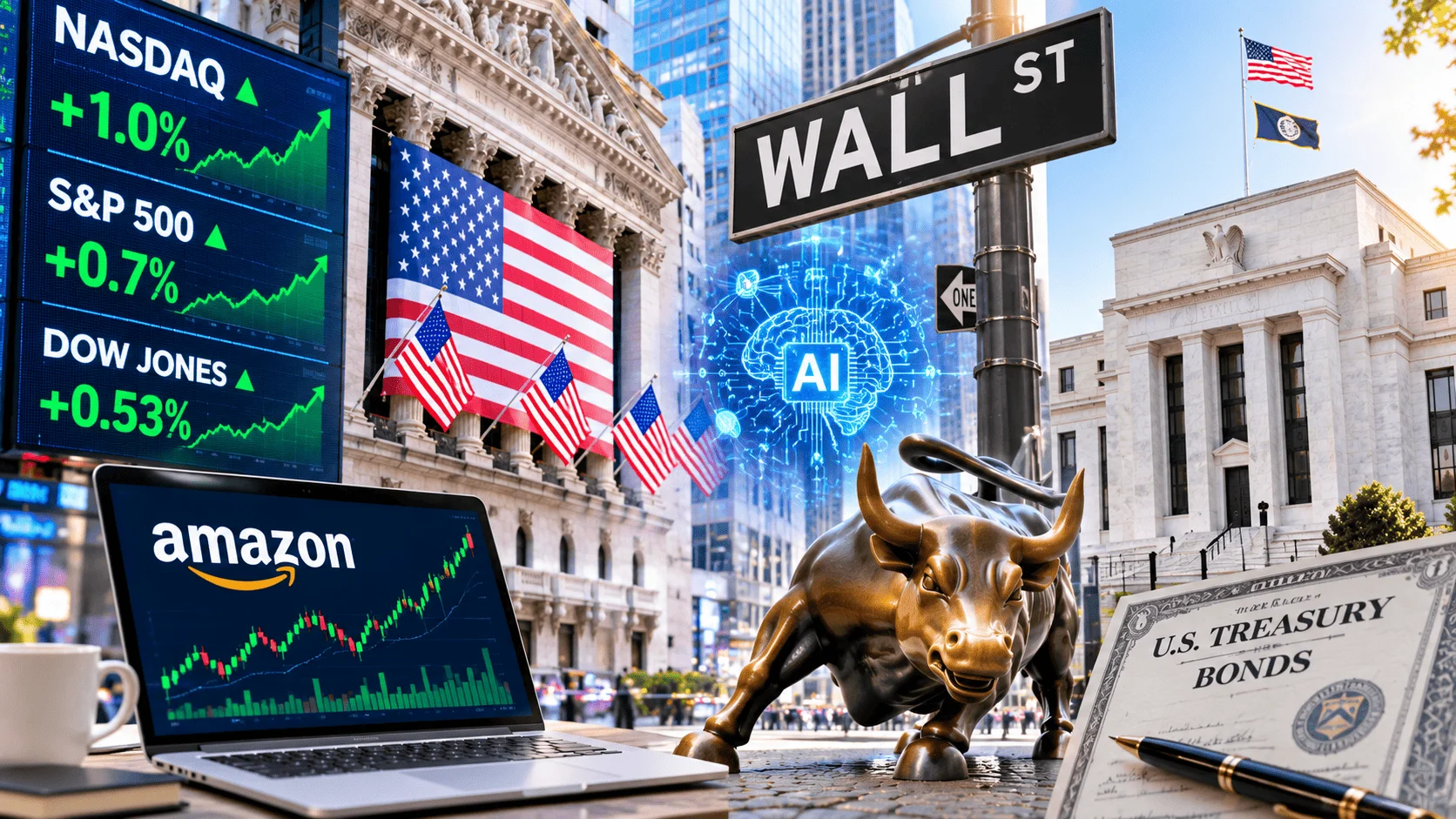 Bitcoin y Amazon marcan el pulso de Wall Street